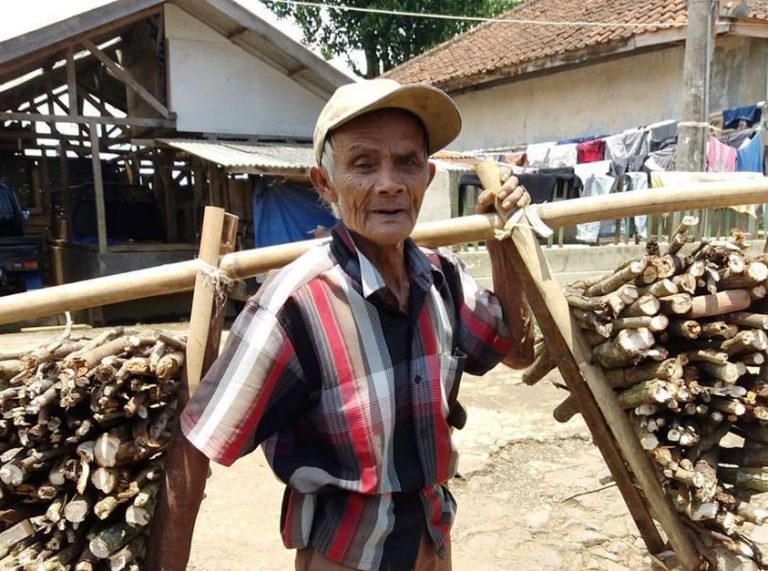 Kakek Tangguh Memanggul Kayu Bakar